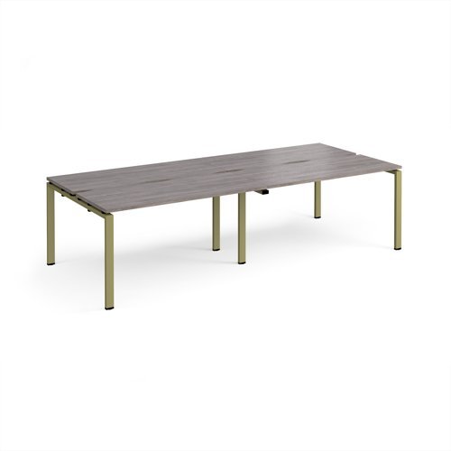 Adapt double back to back desks 2800mm x 1200mm - green frame Grey Oak Top - E2812-GN-GO