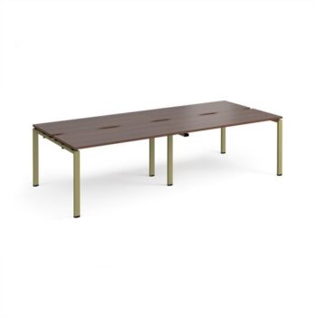 Adapt double back to back desks 2800mm x 1200mm - green frame Walnut top - E2812-GN-W