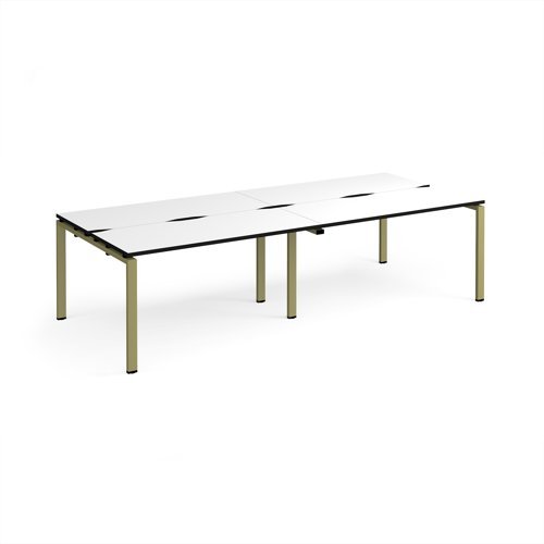 Adapt double back to back desks 2800mm x 1200mm - green frame White Top black edge - E2812-GN-WK