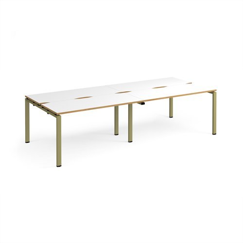 Adapt double back to back desks 2800mm x 1200mm - green frame White Top oak edge - E2812-GN-WO