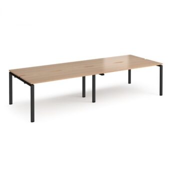 Adapt double back to back desks 2800mm x 1200mm - black frame Beech top - E2812-K-B