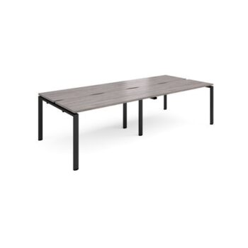 Adapt double back to back desks 2800mm x 1200mm - black frame Grey Oak Top - E2812-K-GO