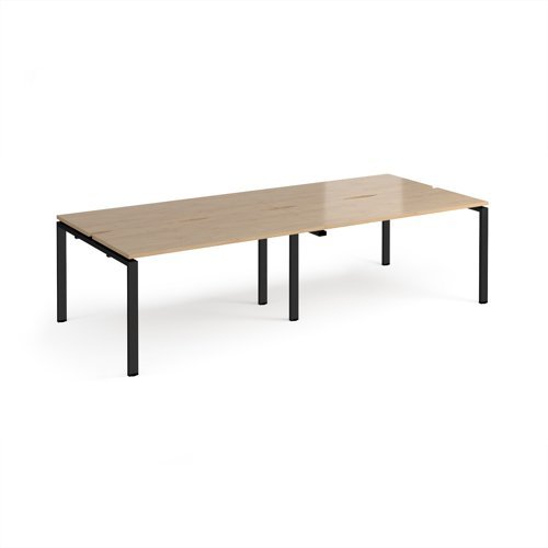 Adapt double back to back desks 2800mm x 1200mm - black frame Kendal Oak Top - E2812-K-KO