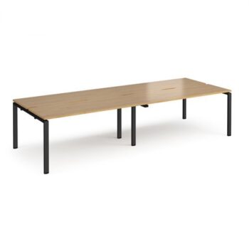 Adapt double back to back desks 2800mm x 1200mm - black frame Oak Top - E2812-K-O