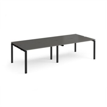 Adapt double back to back desks 2800mm x 1200mm - black frame storm grey top - E2812-K-OG