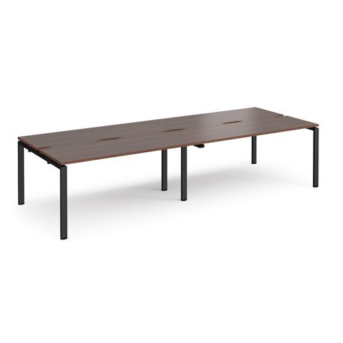 Adapt double back to back desks 2800mm x 1200mm - black frame Walnut top - E2812-K-W