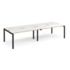 Adapt double back to back desks 2800mm x 1200mm - black frame White Top with oak edging - E2812-K-WO