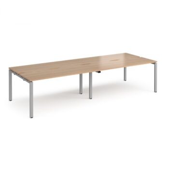 Adapt double back to back desks 2800mm x 1200mm - silver frame Beech top - E2812-S-B