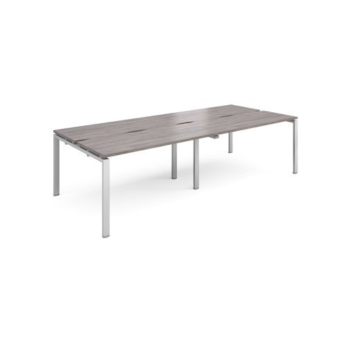 Adapt double back to back desks 2800mm x 1200mm - silver frame Grey Oak Top - E2812-S-GO