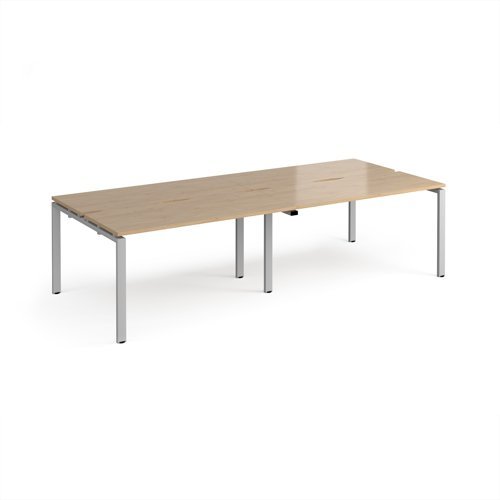 Adapt double back to back desks 2800mm x 1200mm - silver frame Kendal Oak Top - E2812-S-KO