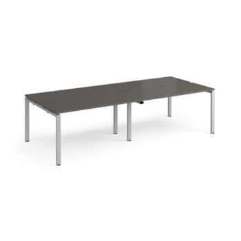 Adapt double back to back desks 2800mm x 1200mm - silver frame storm grey top - E2812-S-OG