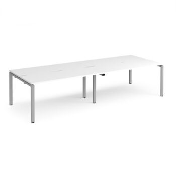 Adapt double back to back desks 2800mm x 1200mm - silver frame White Top - E2812-S-WH