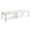 Adapt double back to back desks 2800mm x 1200mm - silver frame White Top with oak edging - E2812-S-WO