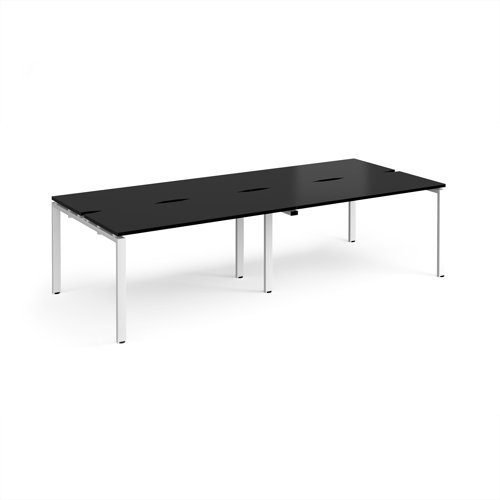 Adapt double back to back desks 2800mm x 1200mm - white frame black top - E2812-WH-BK
