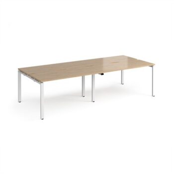 Adapt double back to back desks 2800mm x 1200mm - white frame Kendal Oak Top - E2812-WH-KO