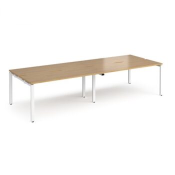 Adapt double back to back desks 2800mm x 1200mm - white frame Oak Top - E2812-WH-O