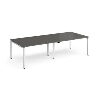 Adapt double back to back desks 2800mm x 1200mm - white frame storm grey top - E2812-WH-OG