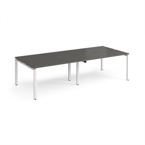 Adapt double back to back desks 2800mm x 1200mm - white frame storm grey top - E2812-WH-OG