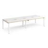 Adapt double back to back desks 2800mm x 1200mm - white frame White Top with oak edging - E2812-WH-WO