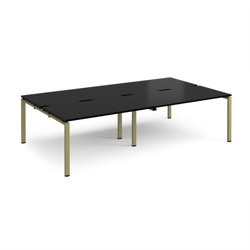 Adapt double back to back desks 2800mm x 1600mm - green frame black top - E2816-GN-BK