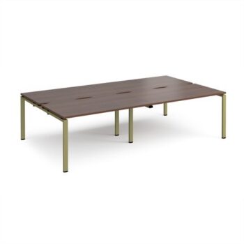 Adapt double back to back desks 2800mm x 1600mm - green frame Walnut top - E2816-GN-W