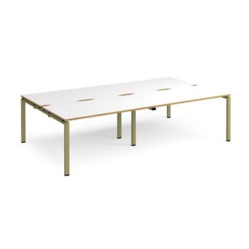 Adapt double back to back desks 2800mm x 1600mm - green frame White Top oak edge - E2816-GN-WO