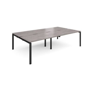 Adapt double back to back desks 2800mm x 1600mm - black frame Grey Oak Top - E2816-K-GO