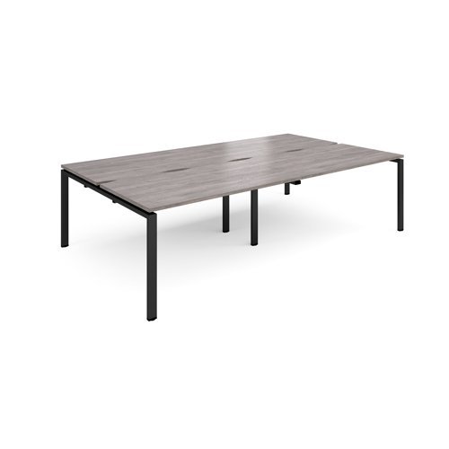 Adapt double back to back desks 2800mm x 1600mm - black frame Grey Oak Top - E2816-K-GO
