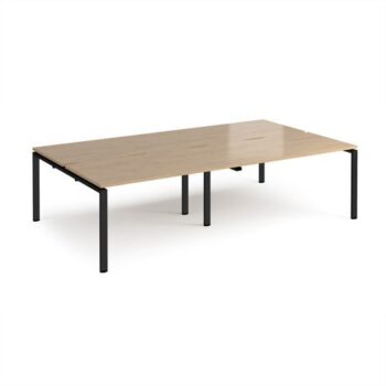 Adapt double back to back desks 2800mm x 1600mm - black frame Kendal Oak Top - E2816-K-KO