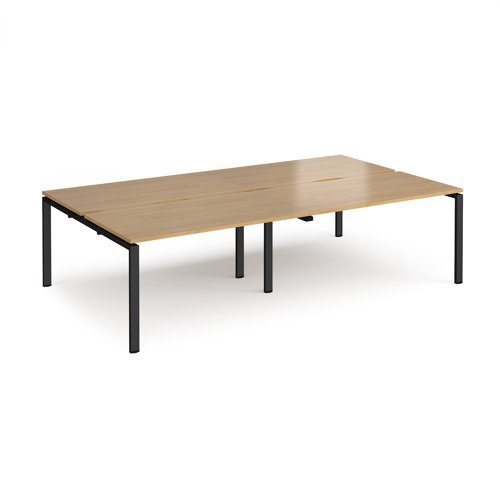 Adapt double back to back desks 2800mm x 1600mm - black frame Oak Top - E2816-K-O