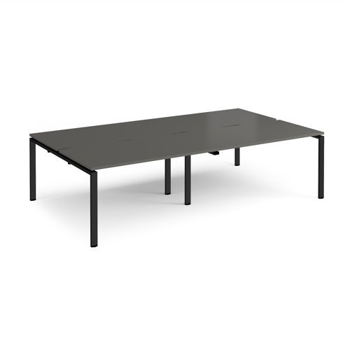 Adapt double back to back desks 2800mm x 1600mm - black frame storm grey top - E2816-K-OG