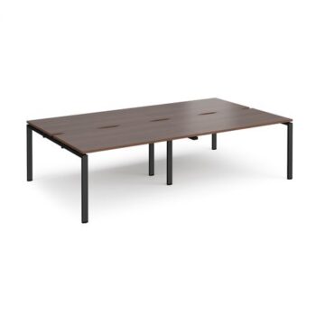 Adapt double back to back desks 2800mm x 1600mm - black frame Walnut top - E2816-K-W