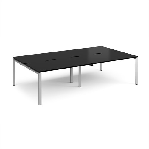 Adapt double back to back desks 2800mm x 1600mm - silver frame black top - E2816-S-BK
