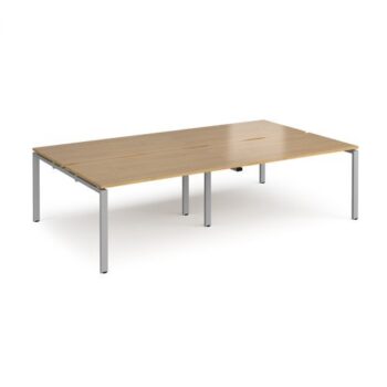 Adapt double back to back desks 2800mm x 1600mm - silver frame Oak Top - E2816-S-O