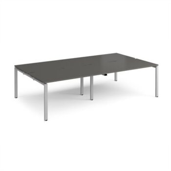 Adapt double back to back desks 2800mm x 1600mm - silver frame storm grey top - E2816-S-OG