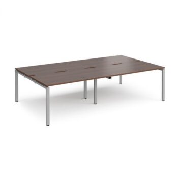 Adapt double back to back desks 2800mm x 1600mm - silver frame Walnut top - E2816-S-W
