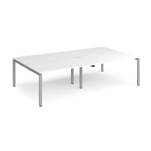 Adapt double back to back desks 2800mm x 1600mm - silver frame White Top - E2816-S-WH
