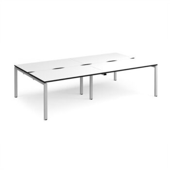 Adapt double back to back desks 2800mm x 1600mm - silver frame White Top black edge - E2816-S-WK
