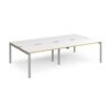 Adapt double back to back desks 2800mm x 1600mm - silver frame White Top with oak edging - E2816-S-WO