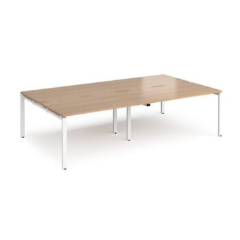 Adapt double back to back desks 2800mm x 1600mm - white frame Beech top - E2816-WH-B