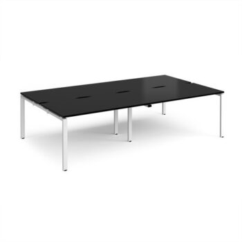 Adapt double back to back desks 2800mm x 1600mm - white frame black top - E2816-WH-BK