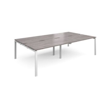 Adapt double back to back desks 2800mm x 1600mm - white frame Grey Oak Top - E2816-WH-GO