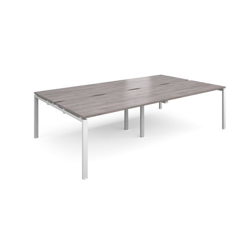 Adapt double back to back desks 2800mm x 1600mm - white frame Grey Oak Top - E2816-WH-GO