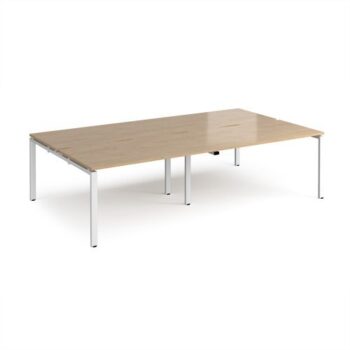 Adapt double back to back desks 2800mm x 1600mm - white frame Kendal Oak Top - E2816-WH-KO
