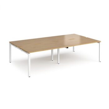 Adapt double back to back desks 2800mm x 1600mm - white frame Oak Top - E2816-WH-O