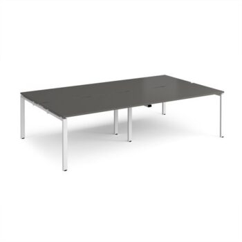 Adapt double back to back desks 2800mm x 1600mm - white frame storm grey top - E2816-WH-OG