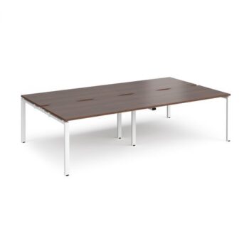 Adapt double back to back desks 2800mm x 1600mm - white frame Walnut top - E2816-WH-W