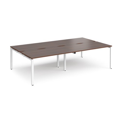 Adapt double back to back desks 2800mm x 1600mm - white frame Walnut top - E2816-WH-W