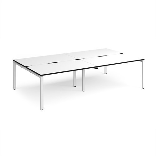 Adapt double back to back desks 2800mm x 1600mm - white frame White Top black edge - E2816-WH-WK