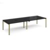 Adapt double back to back desks 3200mm x 1200mm - green frame black top - E3212-GN-BK